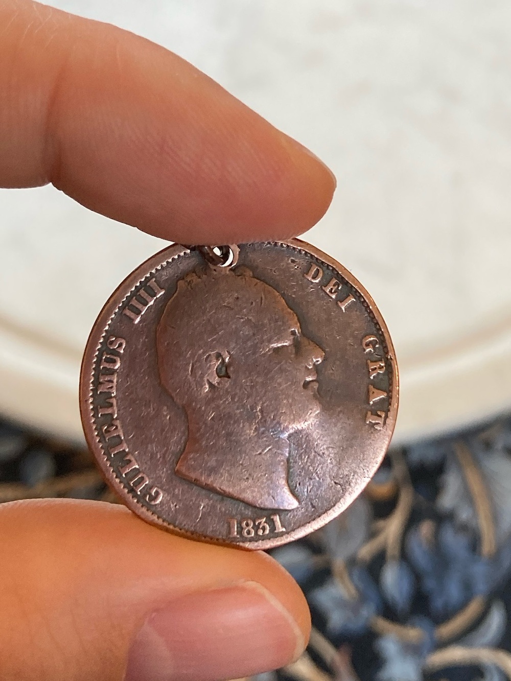 Antique Georgian 1831 King William IV British Copper Coin Charm